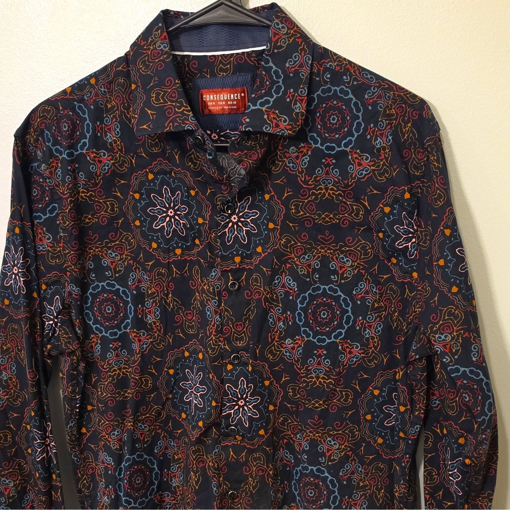 Consequence Men's Woven Cotton/Spandex Stretch LS Paisley Button-Up #272